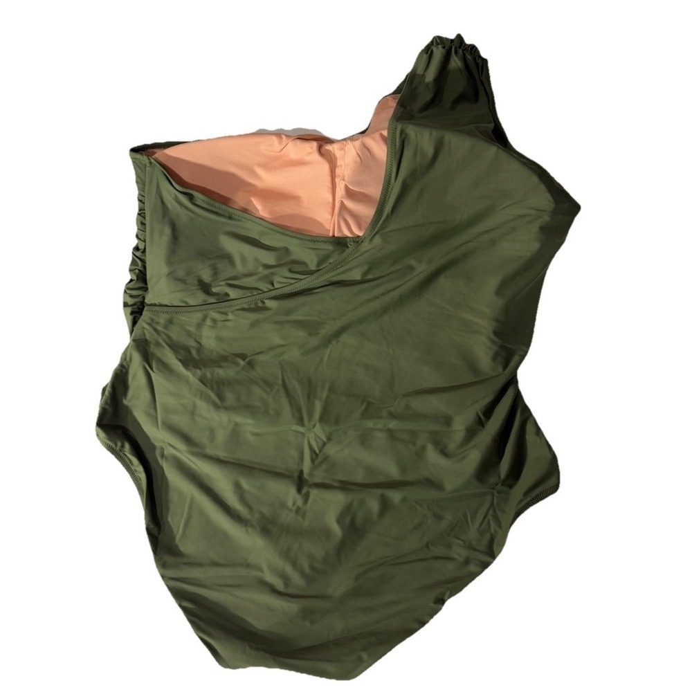 J .Crew Swimsuit Womens Size 24/3X Green Sleek Ruched One Shoulder One Piece